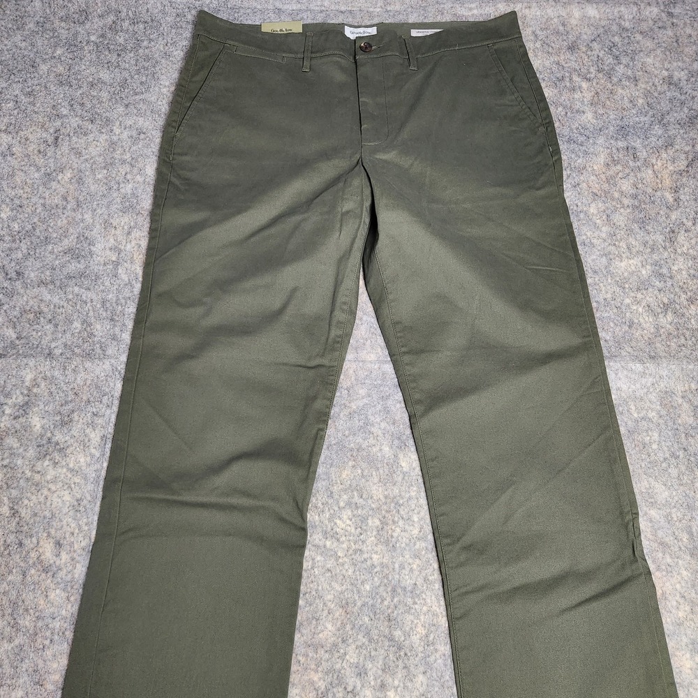 Goodfellow & Co NWT Straight Leg Chino Pants Men 38x32 Olive Green Stretch Prep